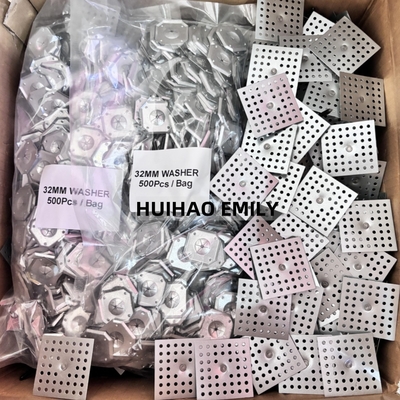 Квадратная самофиксирующаяся шайба из оцинкованной стали 32 мм для крепления изоляционных штифтов 2,7 мм