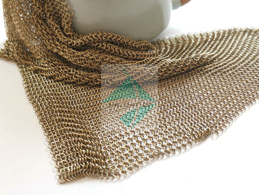 Сетка Chainmail кольца золота соткет тип Drapery сетки металла кольца PVD круга нержавеющей стали